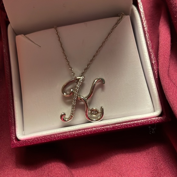 Diamond 💎 Stirling Silver 925 “K” initial  Helzberg Diamond Necklace - Picture 2 of 5